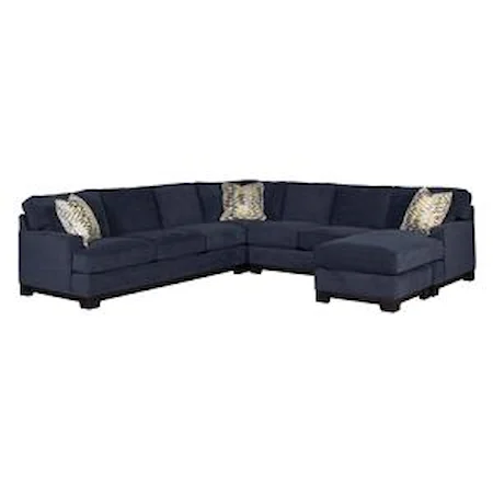 Contemporary 4-Piece Sectional Sofa with Right-Arm-Facing Chaise and Track Arms